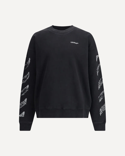 Felpa Nera Girocollo Diag Scribble Stampa Retro Off-White