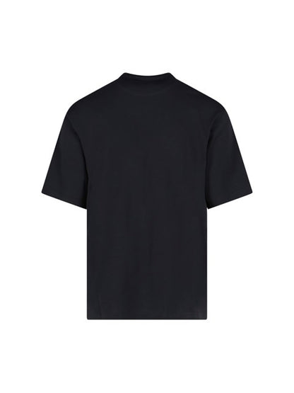 T-Shirt  Nera Girocollo Placchetta Prada