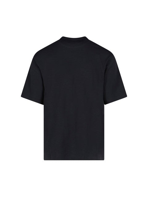 T-Shirt  Nera Girocollo Placchetta Prada