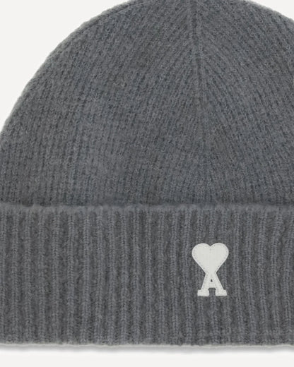 Cappello Grigio in Lana Alpaca Logo Cuore Ami Paris