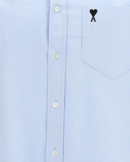 Camicia Azzurra Taschino Logo Cuore Ami Paris
