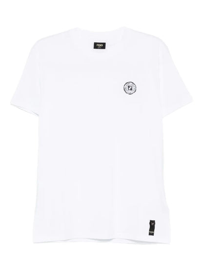 T-Shirt Bianca Logo Petto Fendi