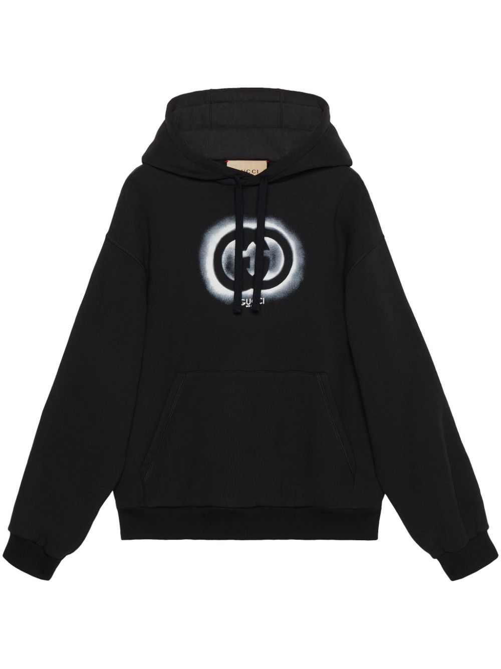 FELPA NERA CON CAPPUCCIO E LOGO GUCCI