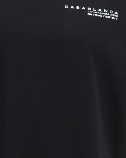 T-Shirt Nera Stampa Retro Orchid Casablanca