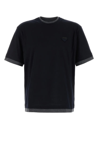 T-Shirt Double Blu Logo Prada