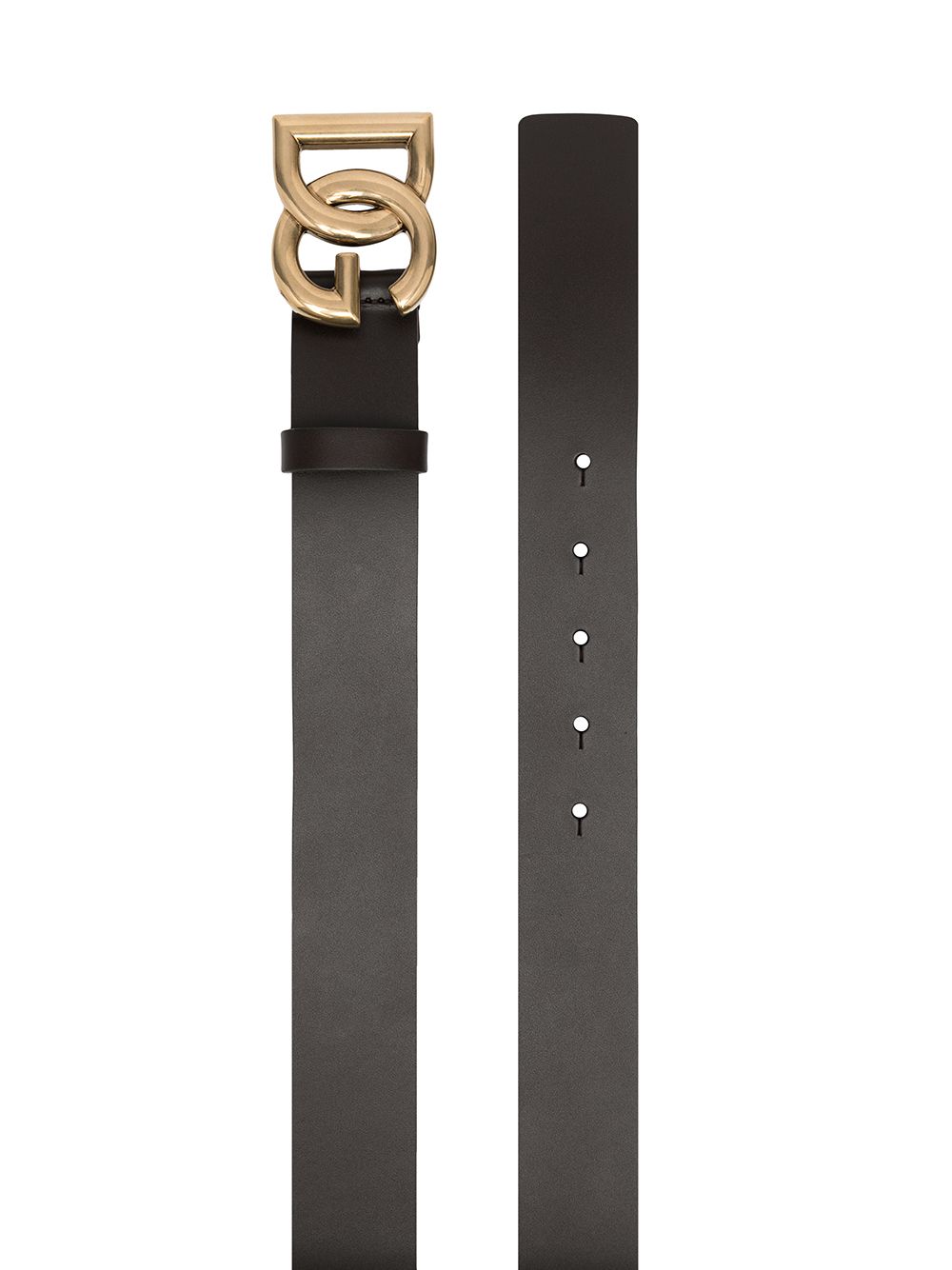 CINTURA MARRONE IN PELLE LOGO ORO LOGO DOLCE E GABBANA
