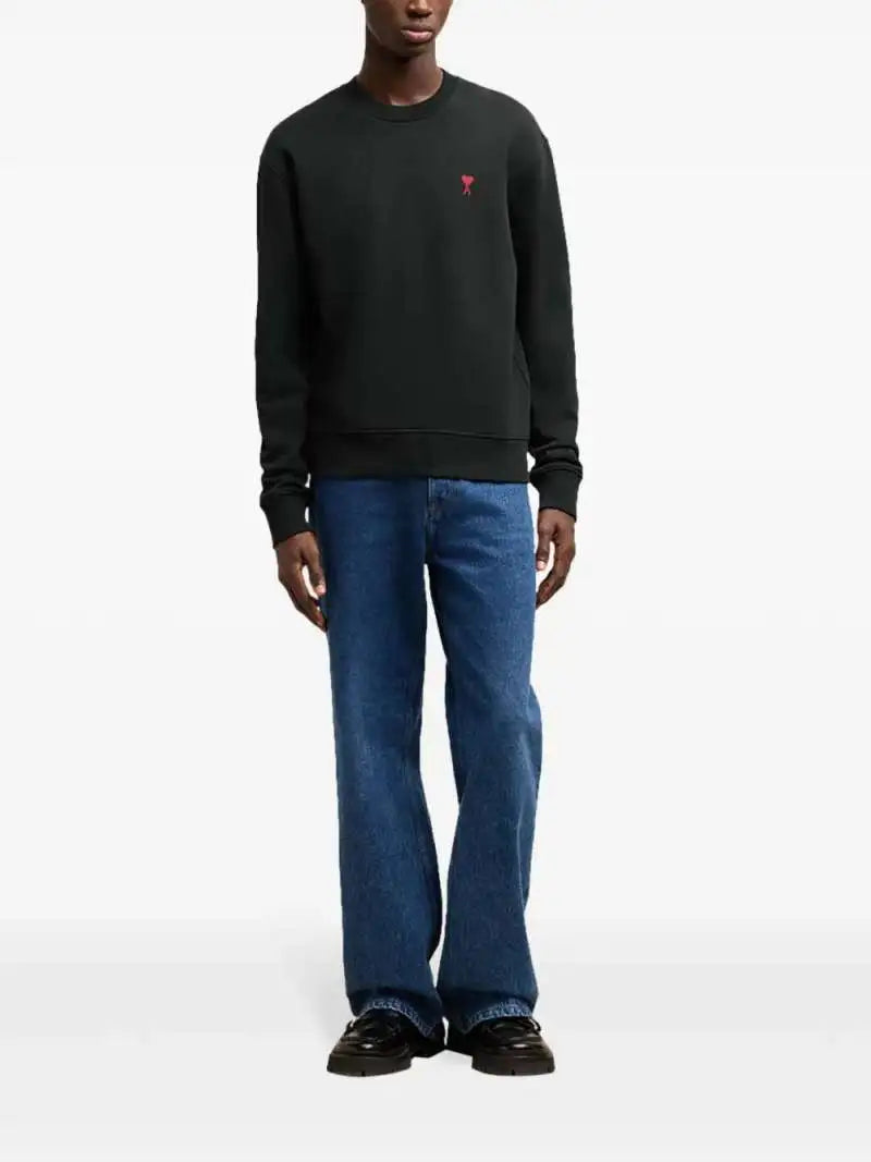 Felpa Nera Giro Collo Cuore Ami Paris