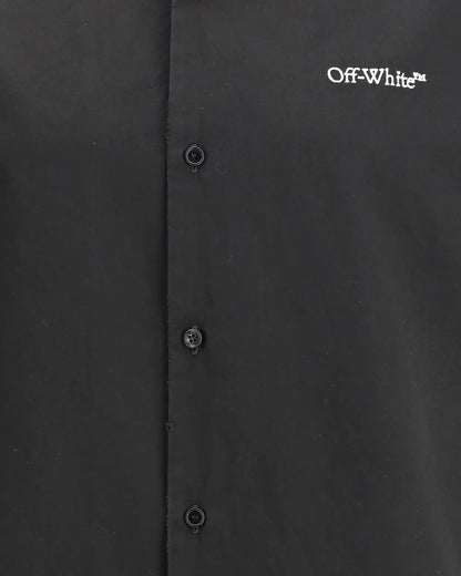 Camicia Nera Stampa Retro Off-White