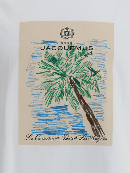 T-Shirt Bianca con Stampa Frontale Jacquemus