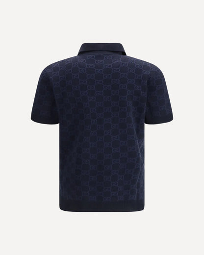 Polo Blu Logo All Over GG Gucci
