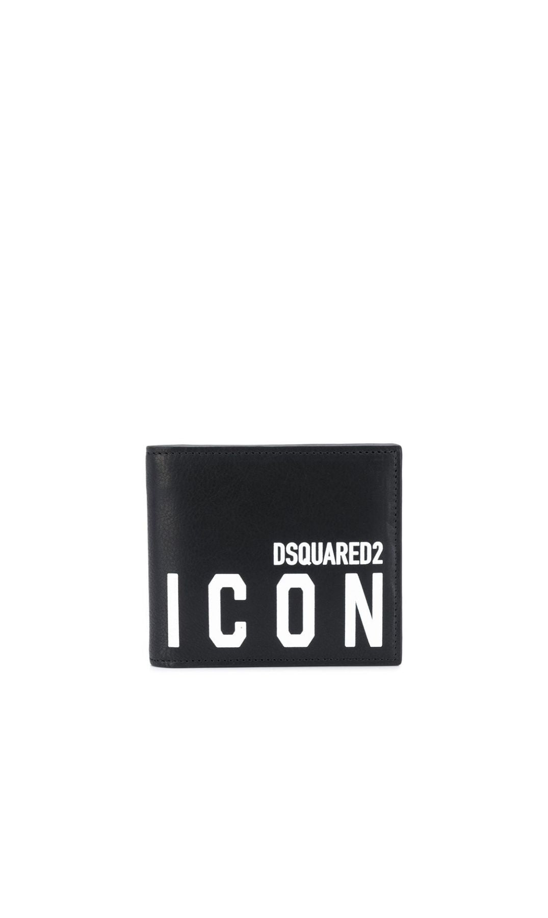 PORTAFOGLI NERO IN PELLE CON SCRITTA ICON LOGO DSQUARED
