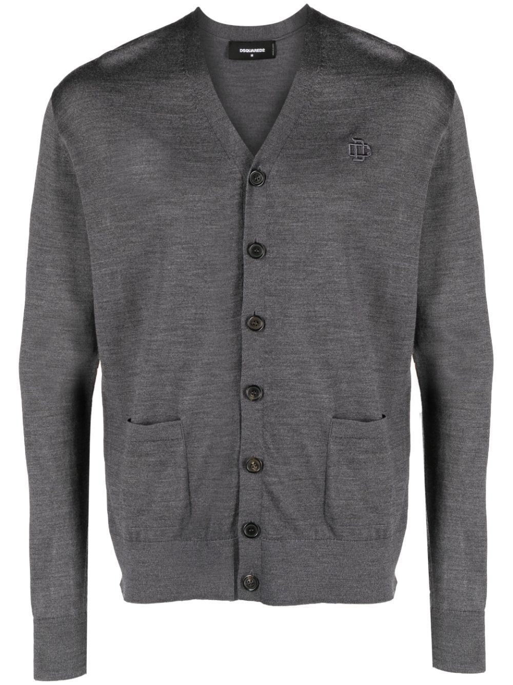 CARDIGAN GRIGIO CON LOGO DSQUARED