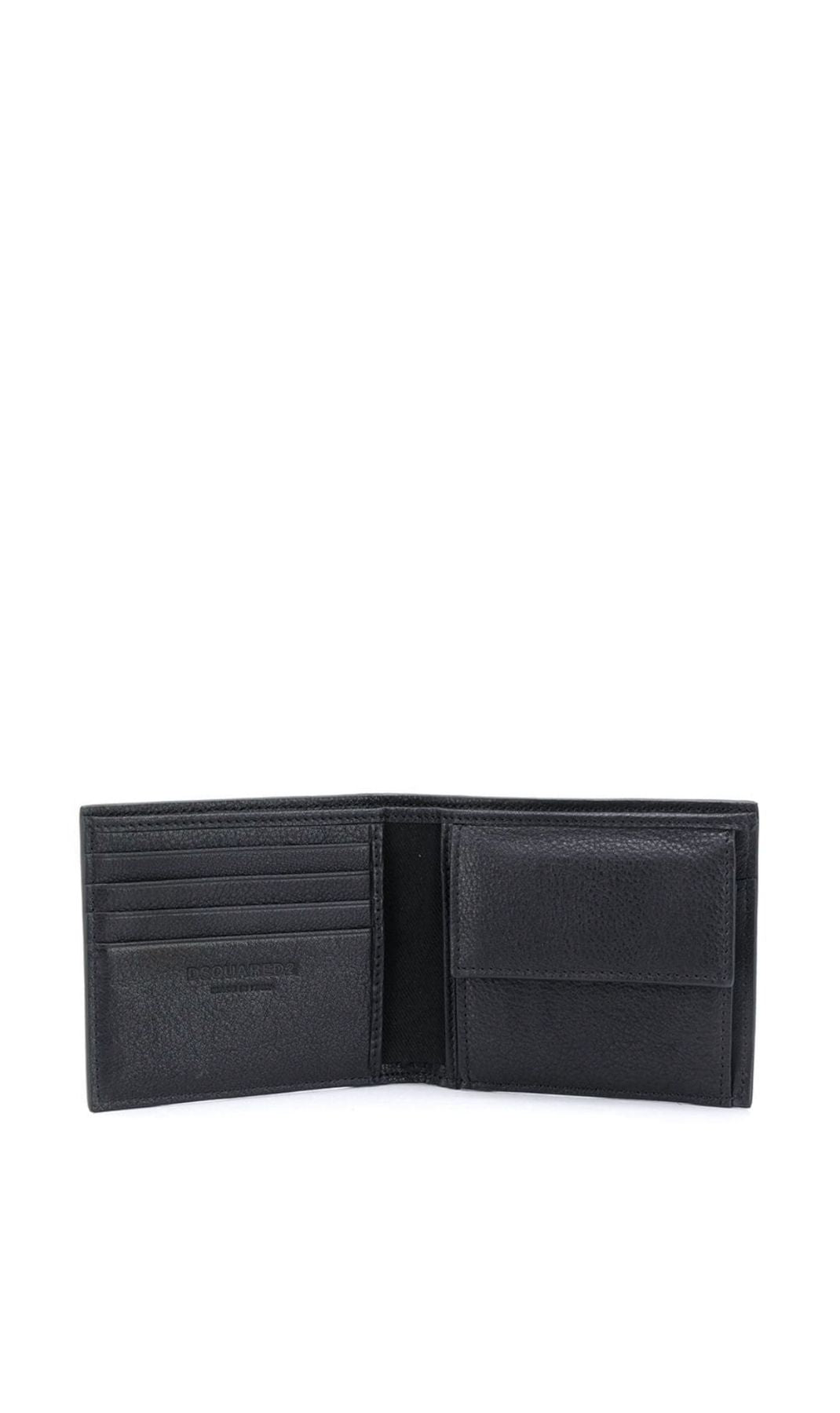 PORTAFOGLI NERO IN PELLE CON SCRITTA ICON LOGO DSQUARED