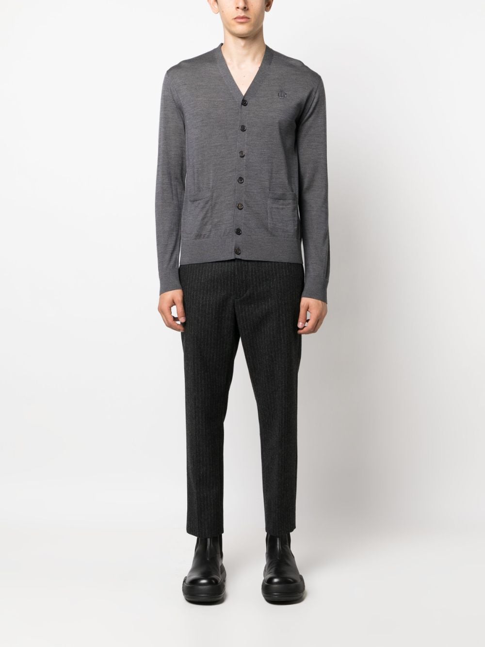 CARDIGAN GRIGIO CON LOGO DSQUARED